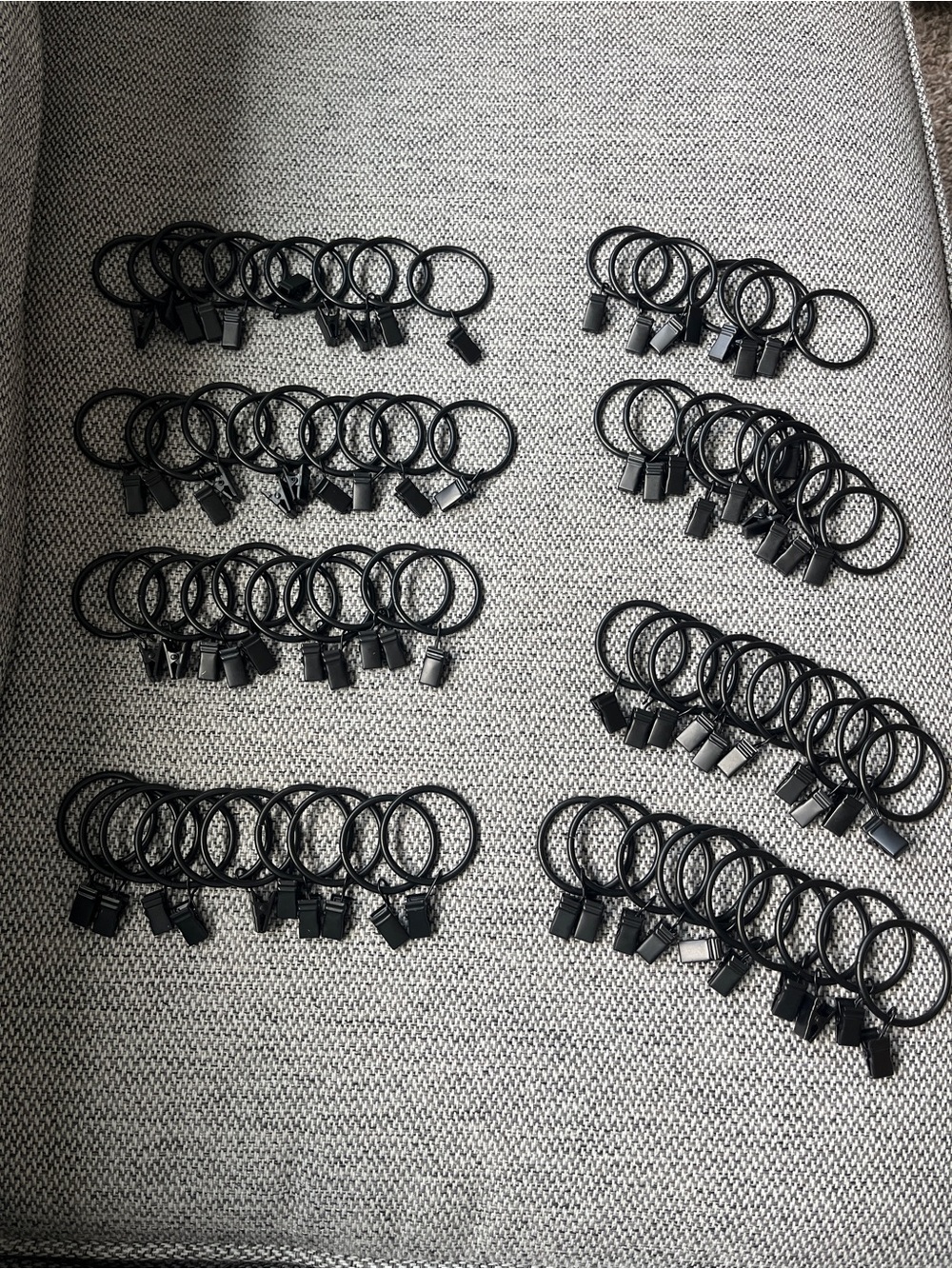 Black Curtain Ring Clips - Bulk Set (77 total)